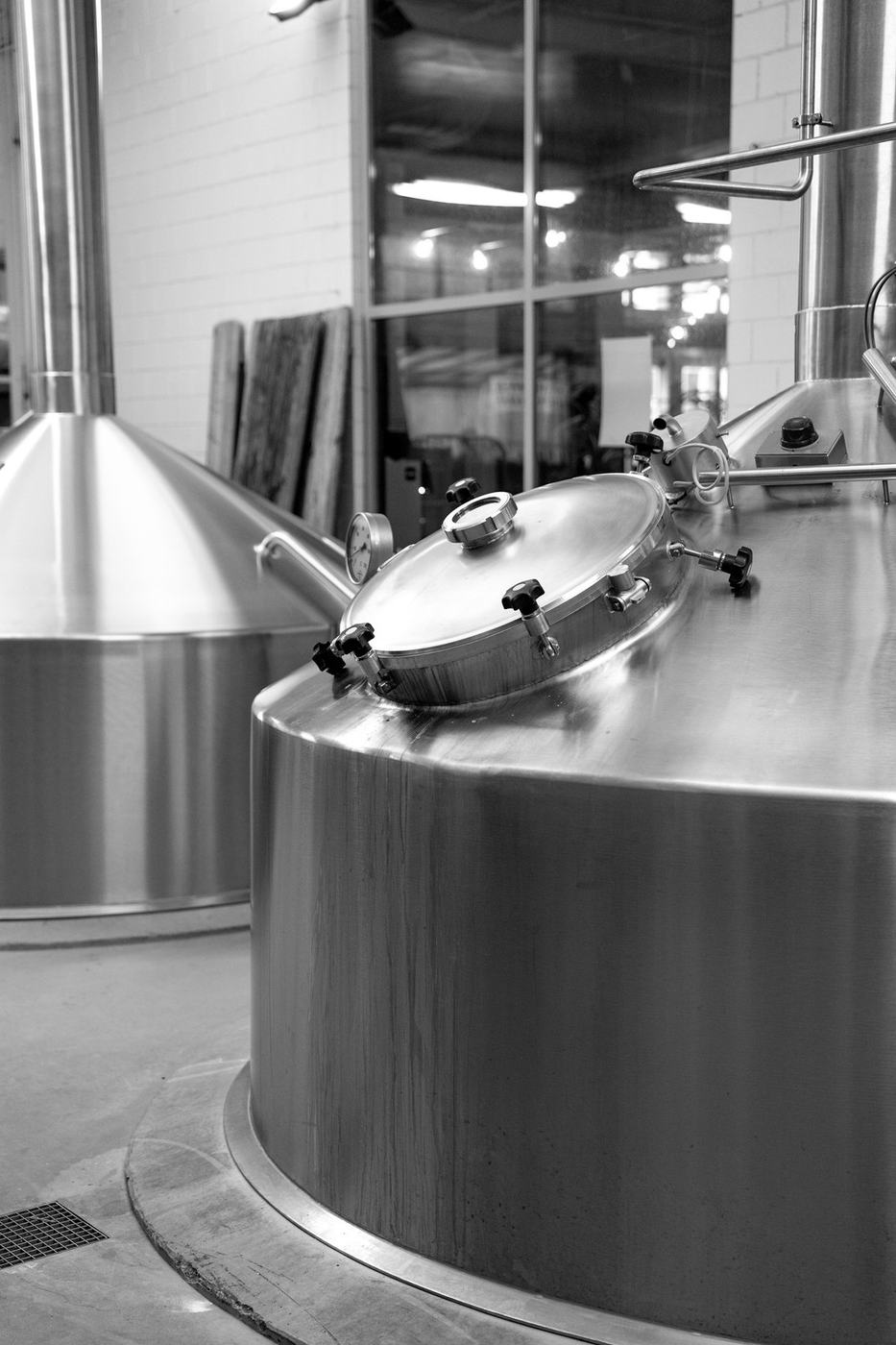 Sudkessel aus Edelstahl in der Brauerei
